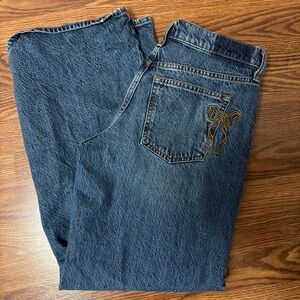 Abercrombie & Fitch Relaxed Blue Jeans with Bow Detail